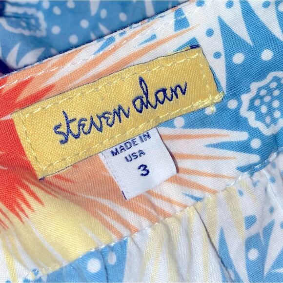 Steven Alan Girls Blue Orange Floral Smock Dress USA Made sz 3 - Picture 8 of 10